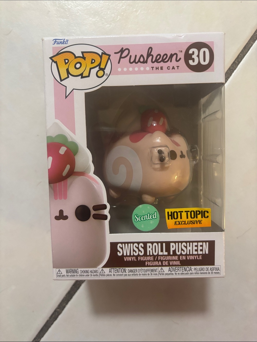 Funko Pusheen Swiss Roll Pop! Figure - Hot Topic Exclusive - Strawberry Detail